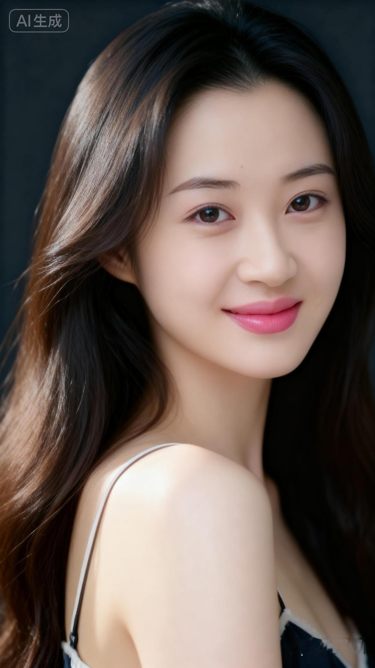 甜美少女，温柔微笑，梦幻般的美颜