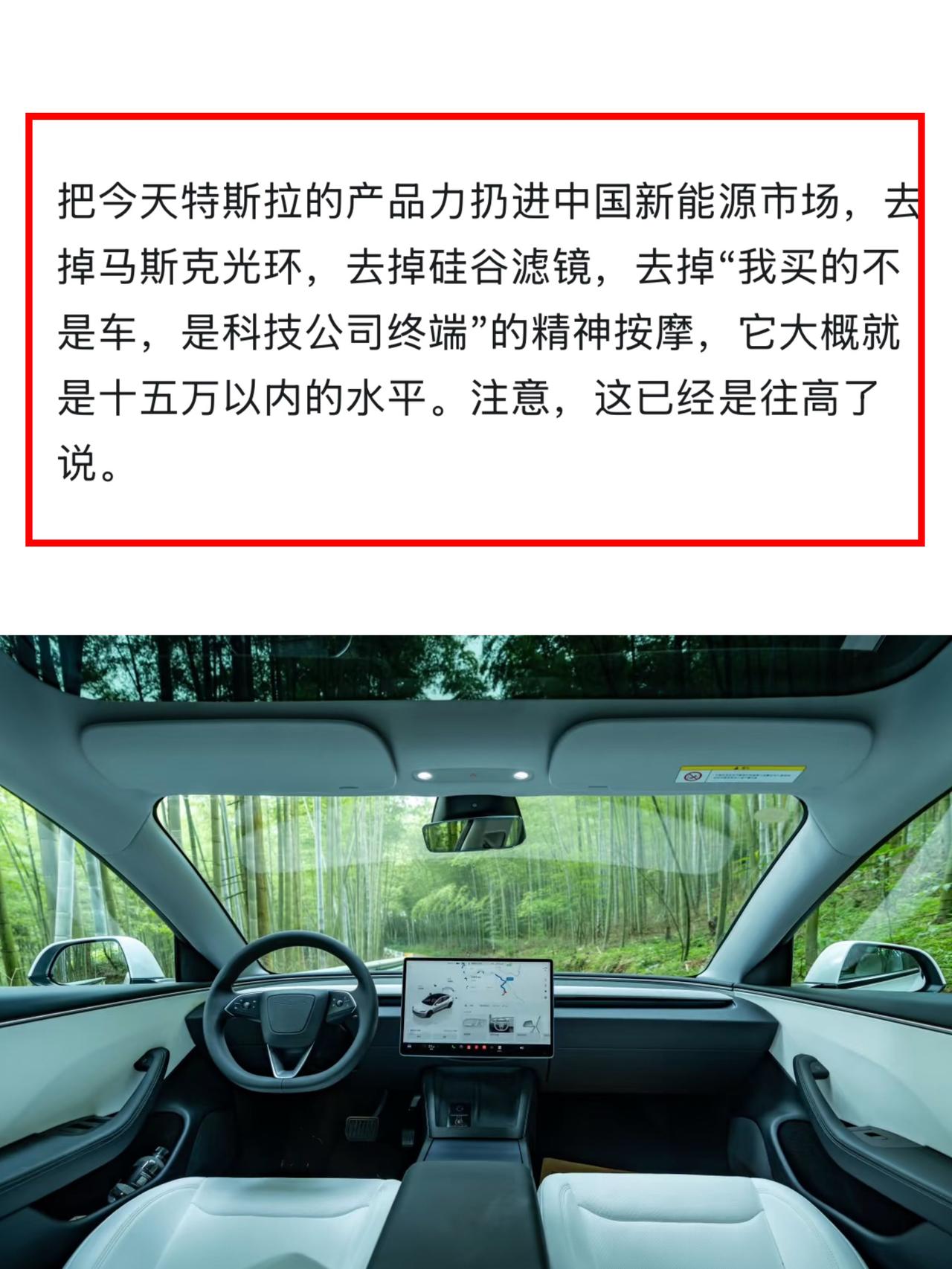 有一位网友是这么评价特斯拉的把今天的特斯拉的产品力扔进中国新能源市场去掉马斯