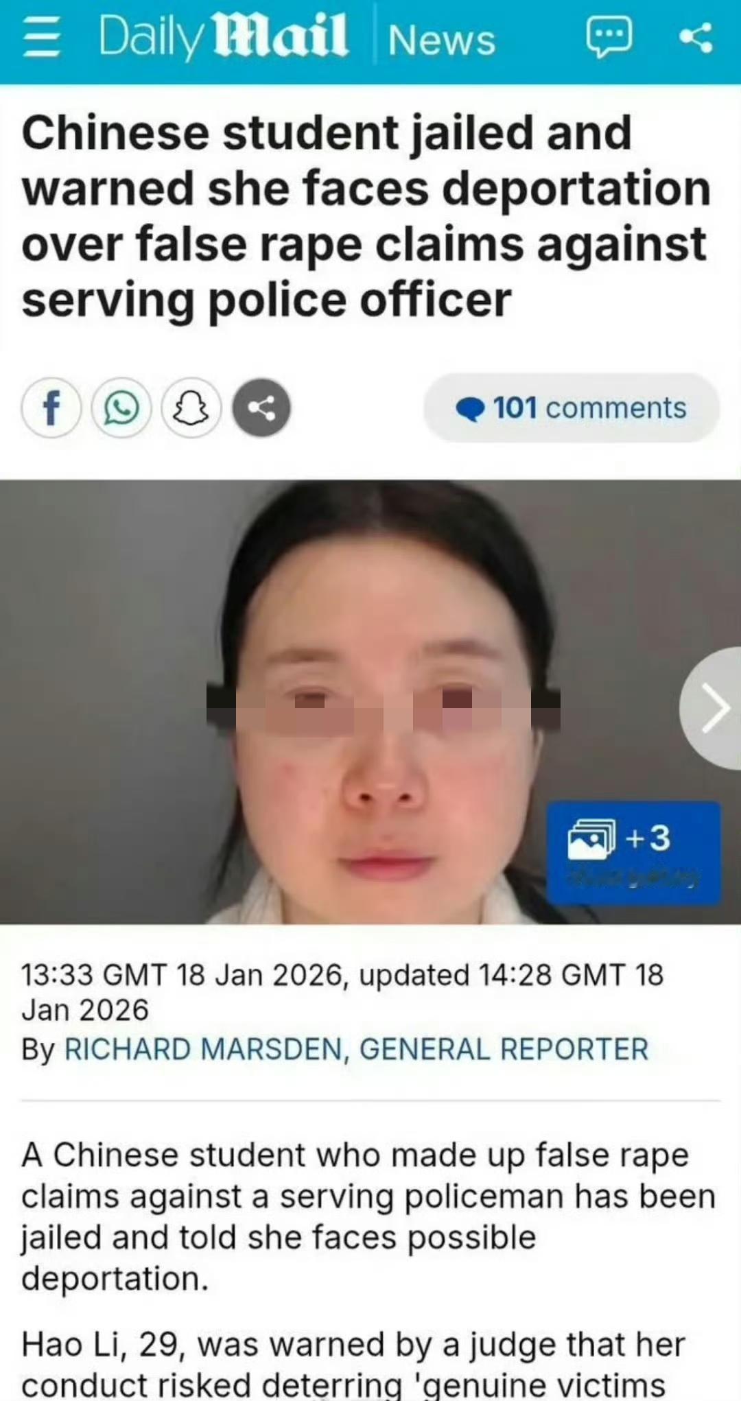 这名29岁女留学生以后可能会是这几种情况：1、英国服刑6年。2、6年后遣