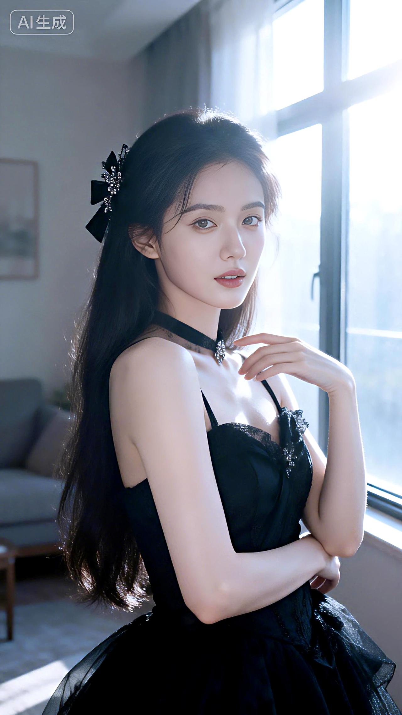 以披肩发为固定元素的高清写真集。豆包壁纸写真