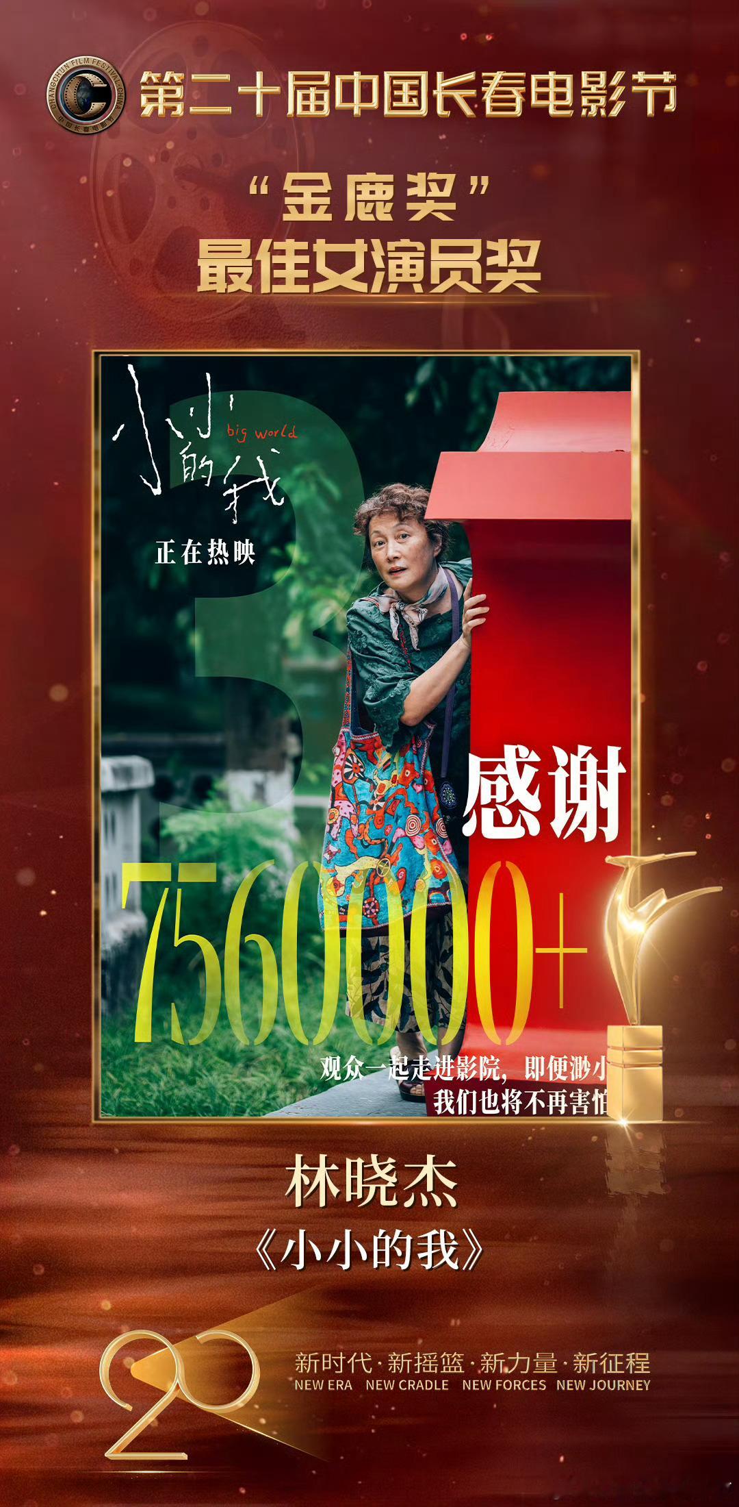 小小的我外婆获金鹿影后林晓杰凭借《小小的我》外婆的角色获得第20届长春电影节金鹿