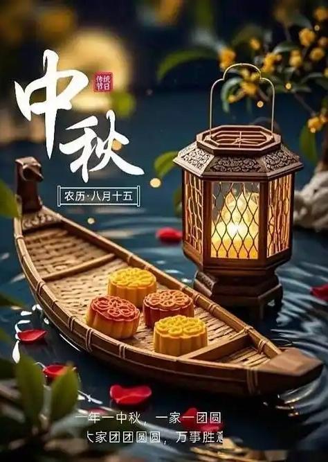 月光遍照灑祥瑞，情滿中秋月滿天，沐手焚香送祝福，花好月圓闔家歡，雖有故人