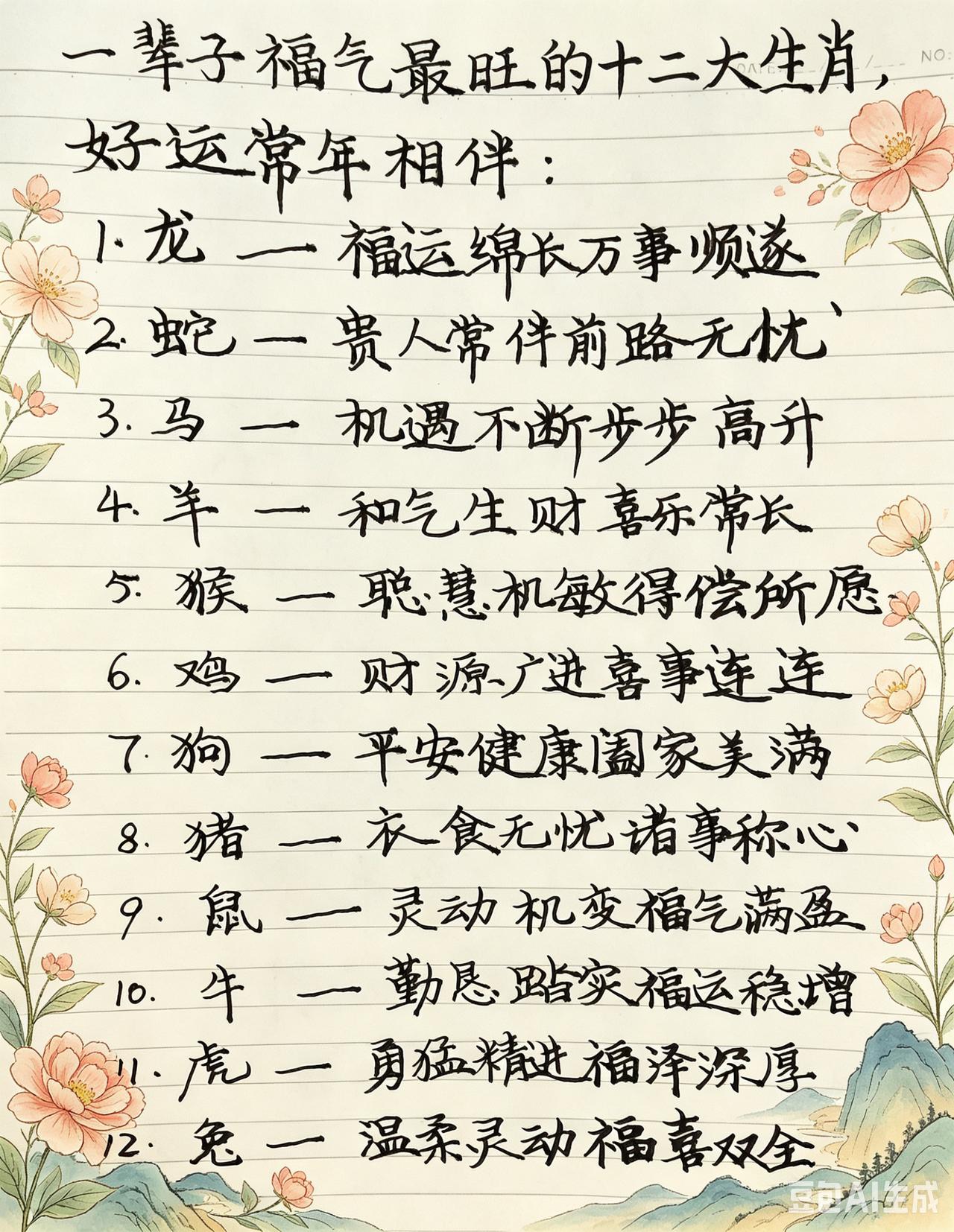 风水大师说：“一辈子最旺的八大生肖，好运常年相伴，1、龙——福运绵长万事顺遂；