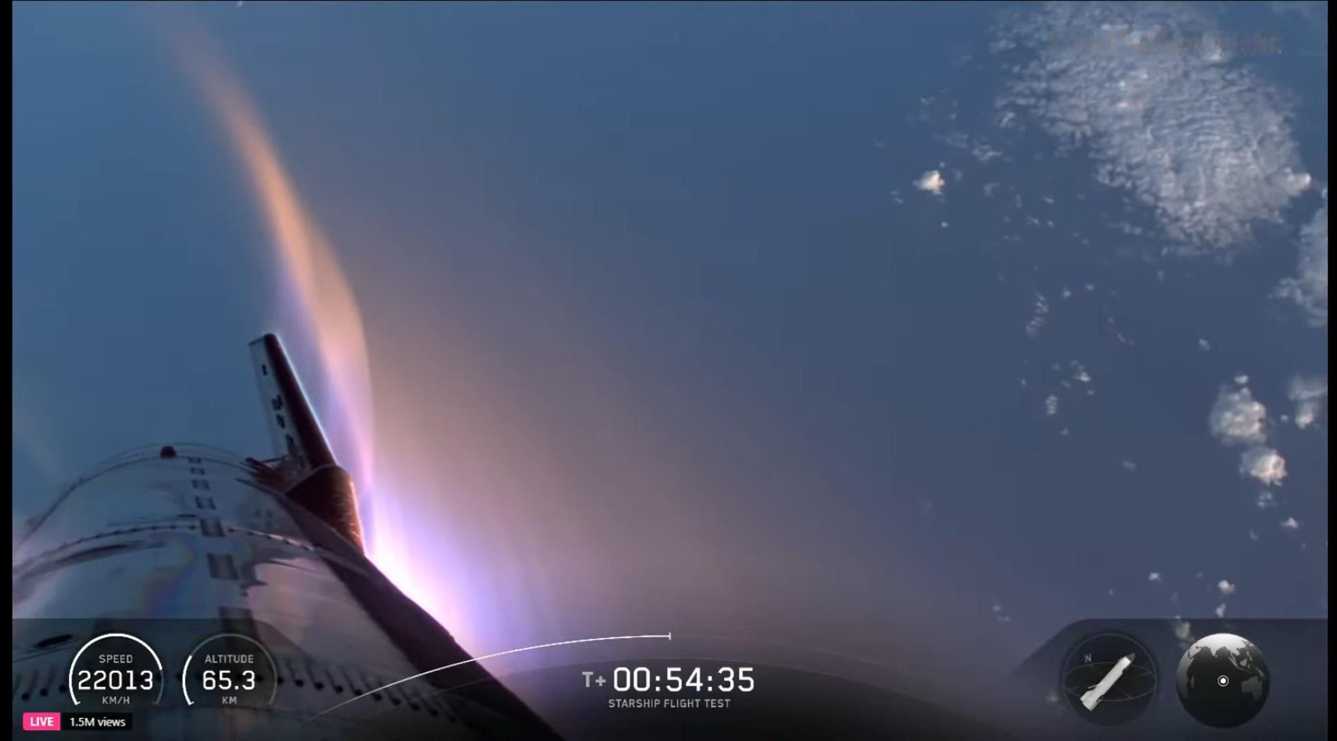 spacex星舰第十一次试飞目前为止，星舰S38襟翼没有出现烧穿情况，看来改进