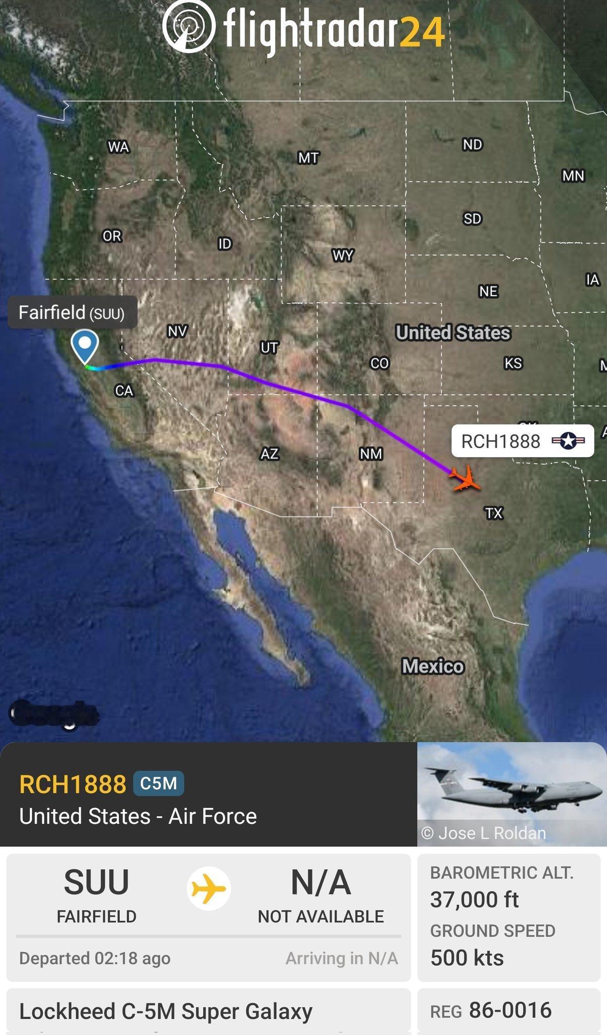 根据世界航行航线系统数据，在当地时间12月18日开始，美国军事力量，美国空军等出