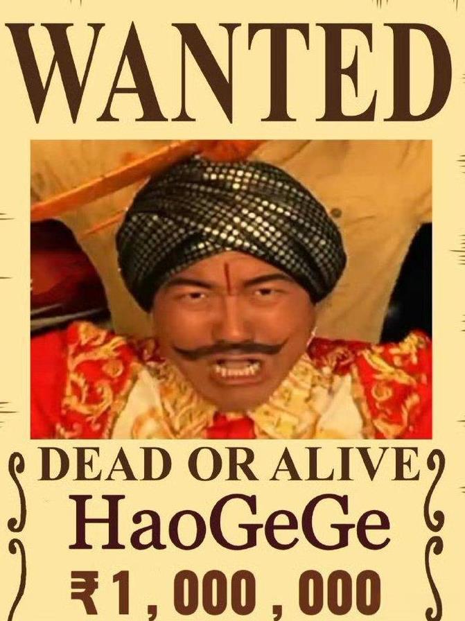 豪哥哥被印度人“悬赏”了，足足100万卢比，要项上人头。相当搞笑。印度人，典