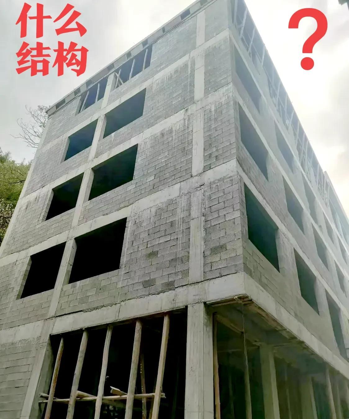各位高人，这栋自建房是什么结构？估计有朋友会说是框架结构也有人说是砖混结构[