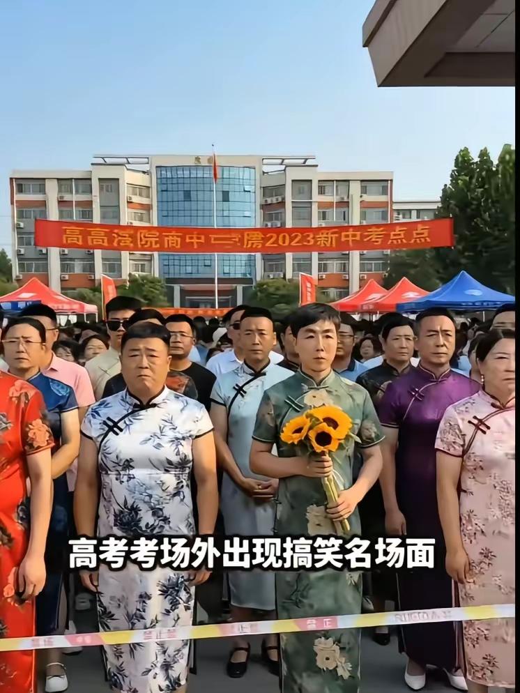 今年高考，那些男家长穿旗袍送孩子进考场的你怎么看？​网友说，妈妈穿就可以了，