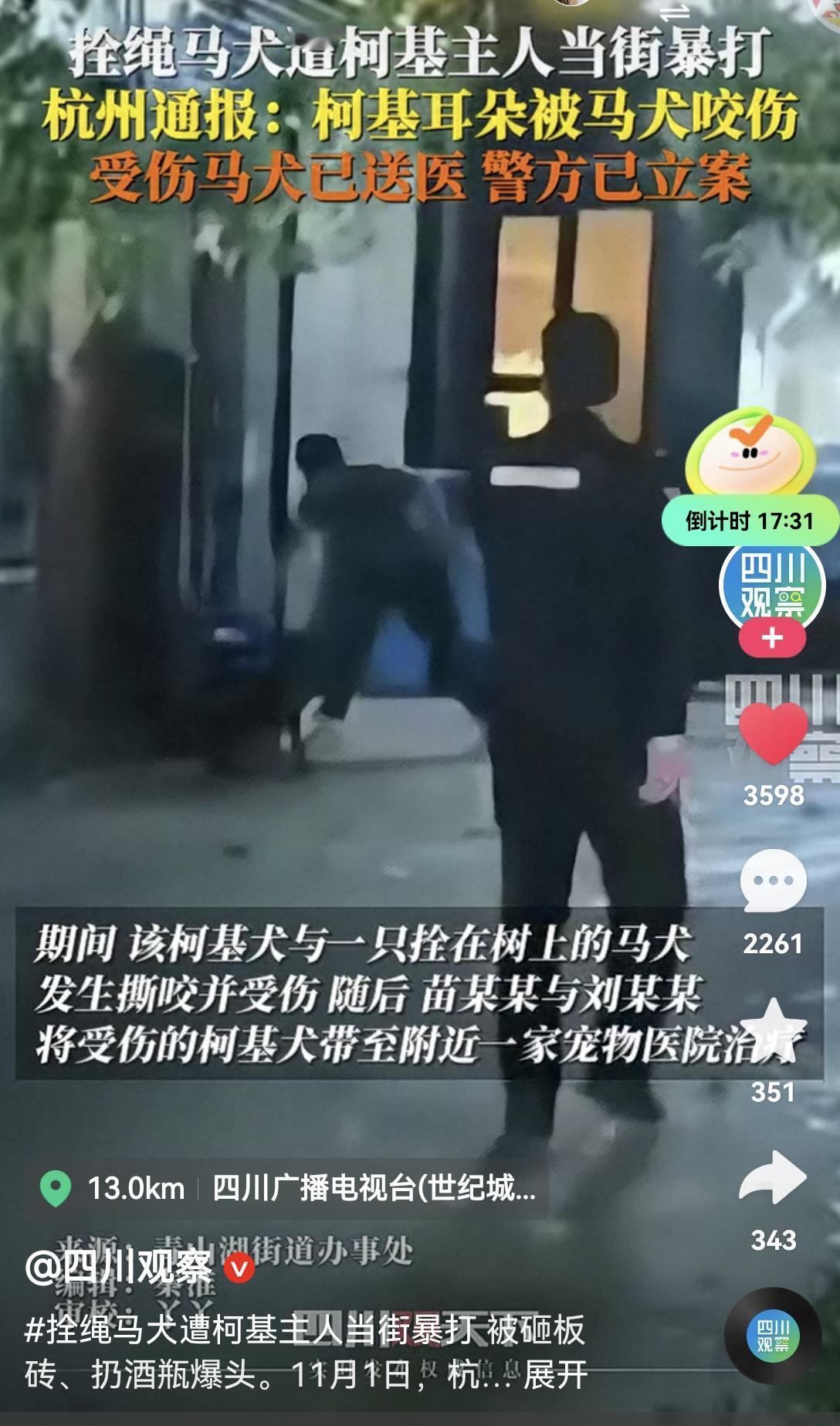 杭州“柯基被咬”主人“当街打狗”的事很🔥[思考]但，“爱狗人士”突然丧心病狂，