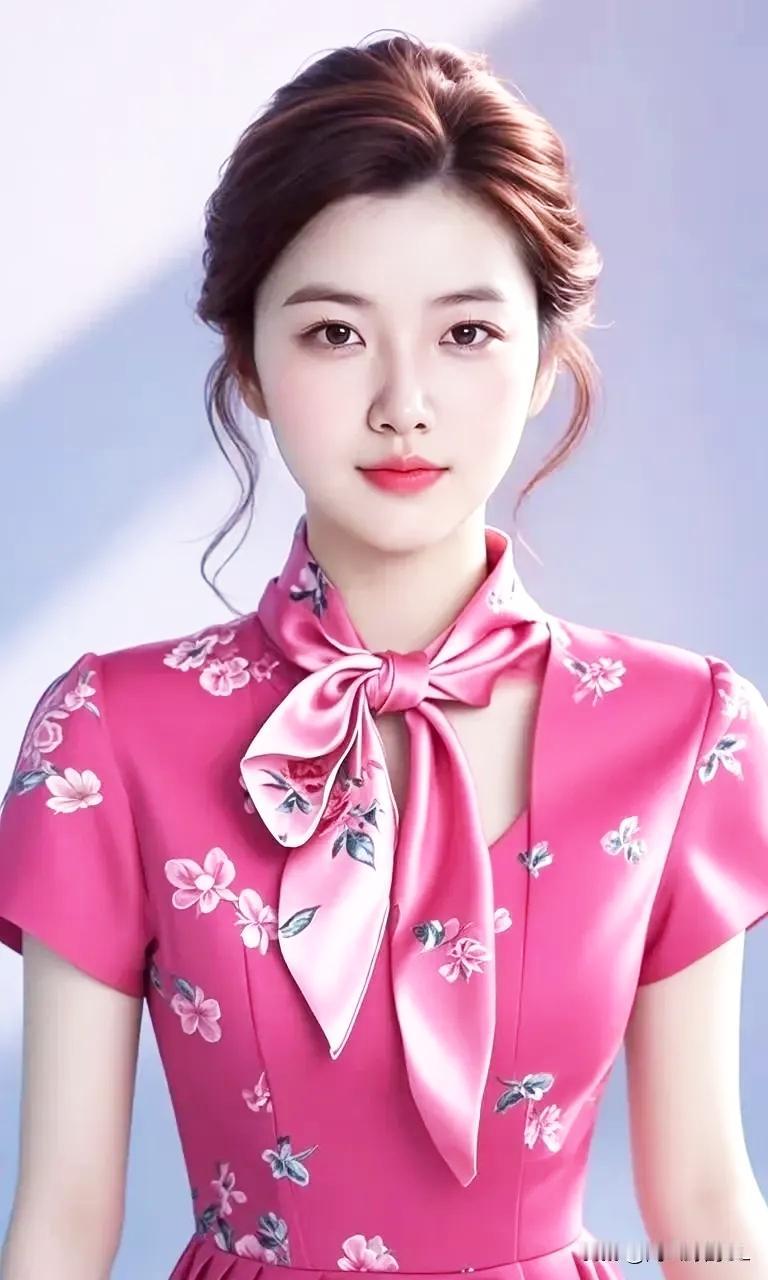 温柔粉裙少女，甜美笑容，春日气息满满！🌸💖