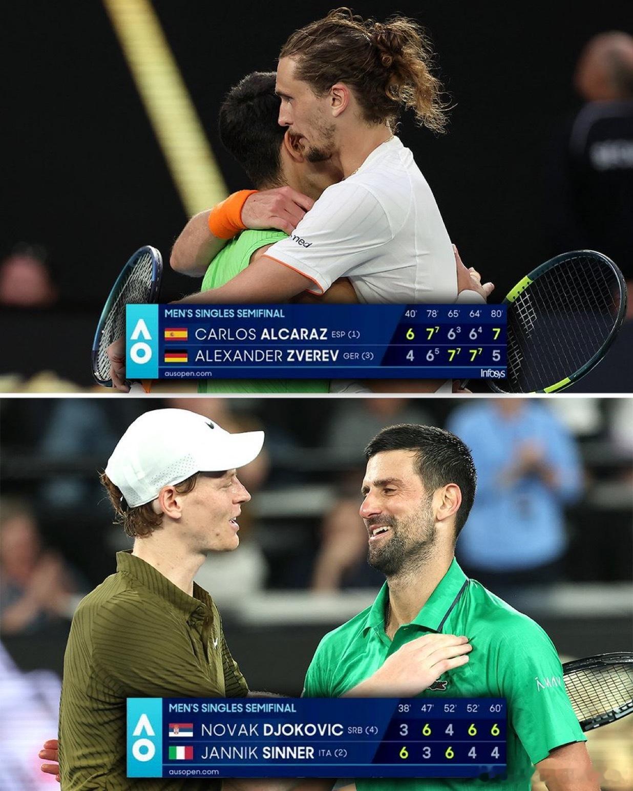 2026澳网男单半决赛是否是你看过最精彩的？两场半决赛都打满5盘，我从上午11: