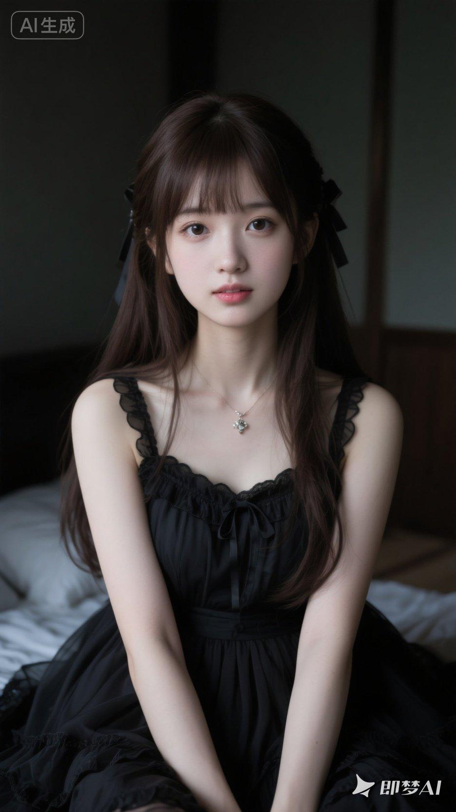黑裙少女，优雅迷人，梦幻AI生成