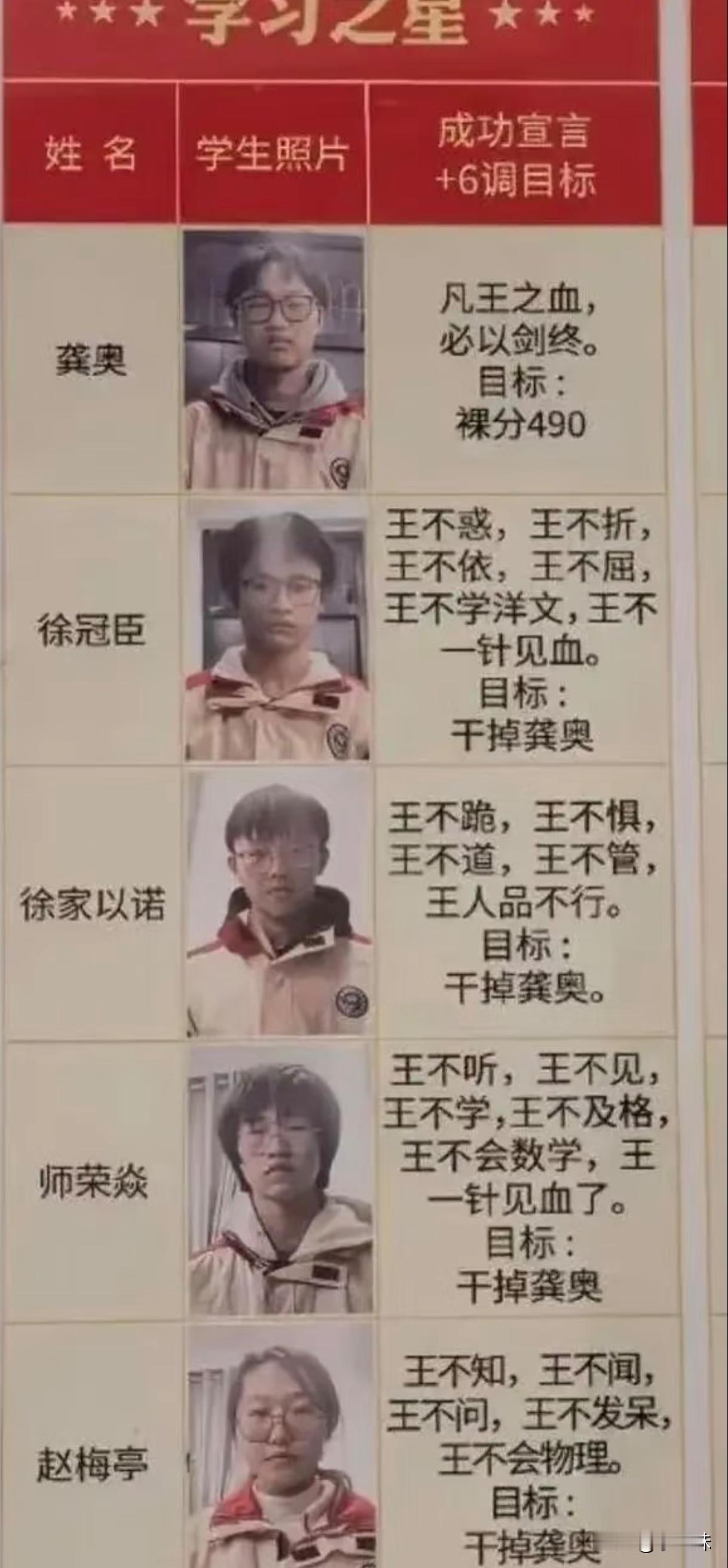 一个英语不行，一个政治不行一个数学不行，一个物理不行，拿什么干掉王