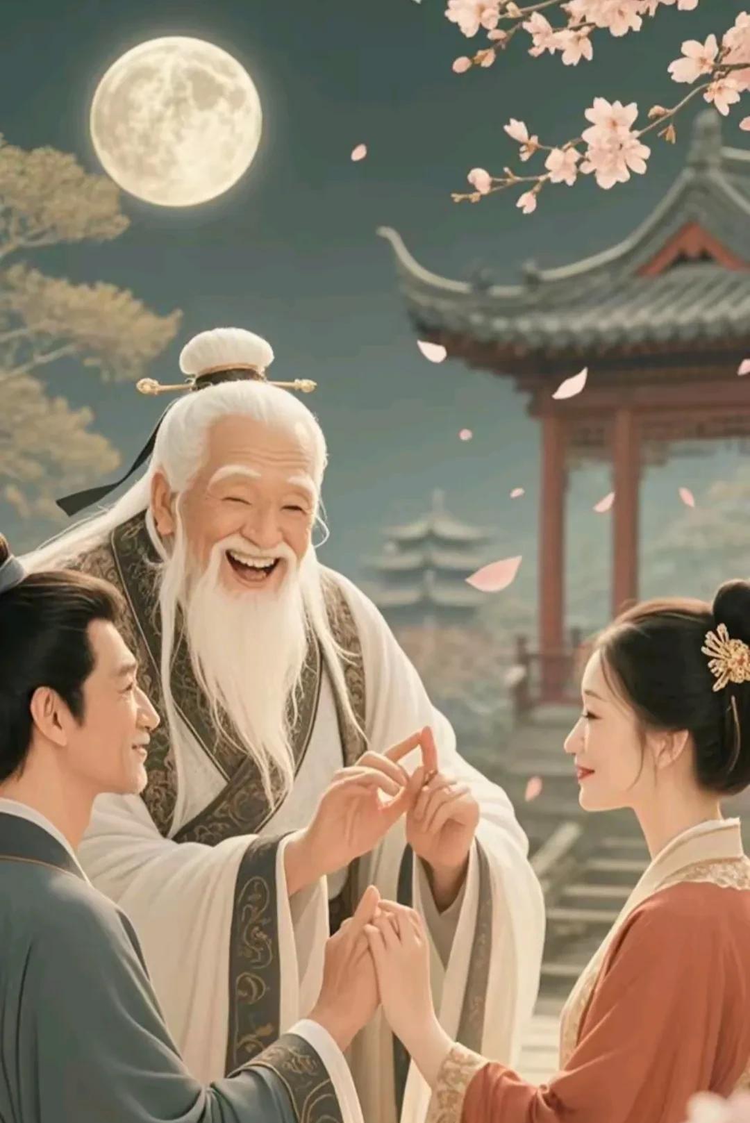 如果今天刷到了月老，便是千年姻缘树为你摇曳的预兆——他袖间红绳正穿越云端，在人