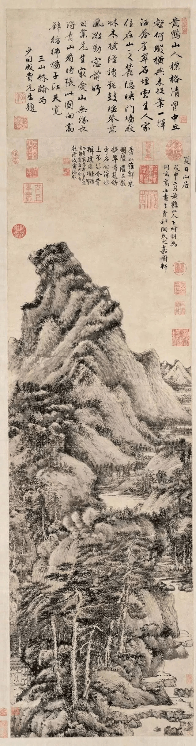 元王蒙夏日山居图。王蒙（1308年-1385年），湖州（今浙江吴兴）人。元末