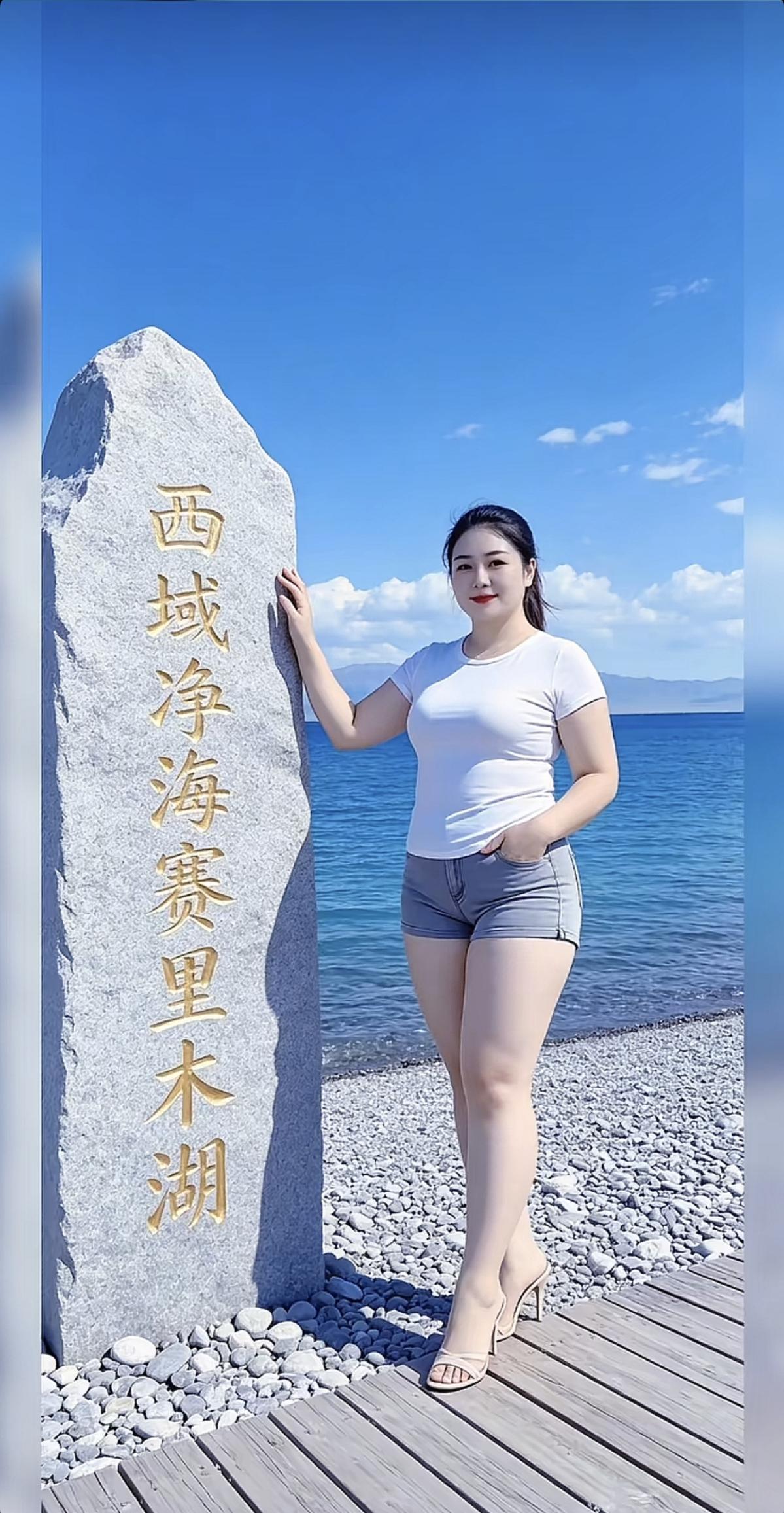 碧海蓝天映美人，风华绝代照人心。