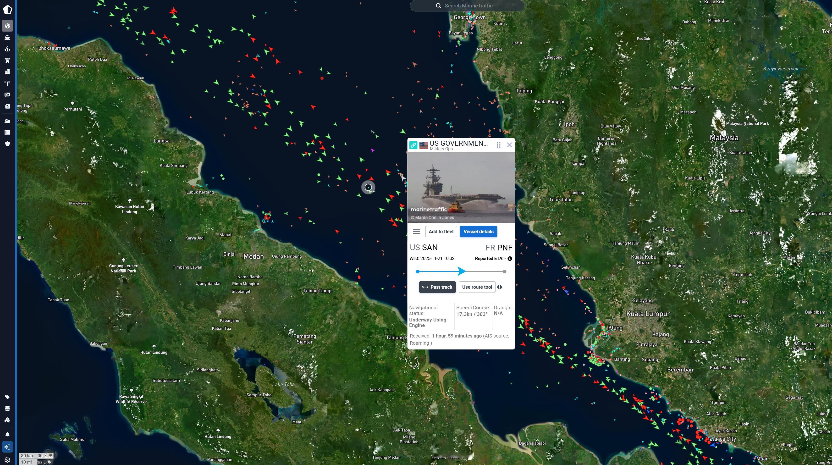 🔻美军林肯号航母战斗群正在穿越马六甲海峡。🔻按目前航速，预计周六到达可以发起