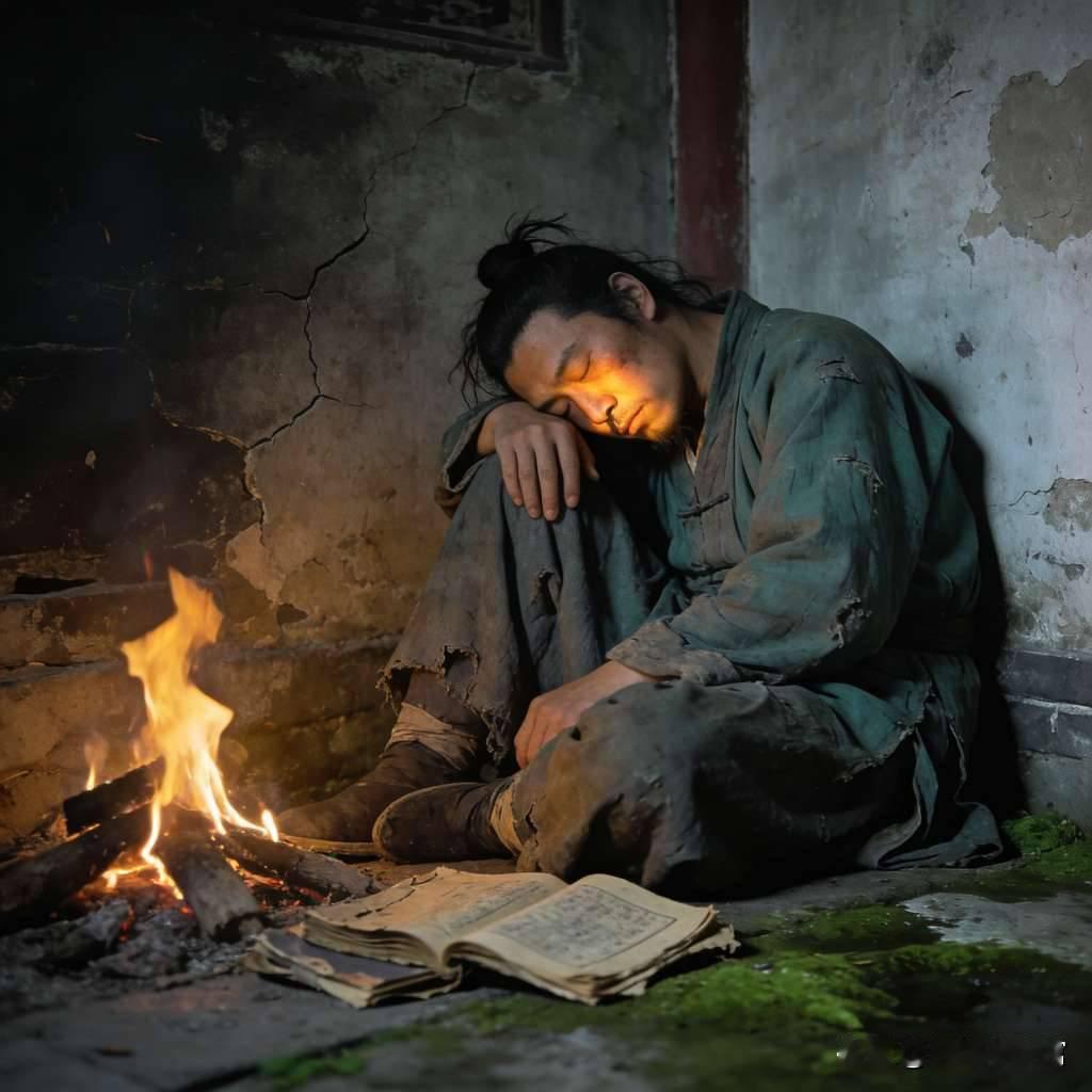 赶考书生借宿荒郊破庙，半夜被脚步声惊醒，烛光下看清黑影模样，竟没有影子，吓得他屏