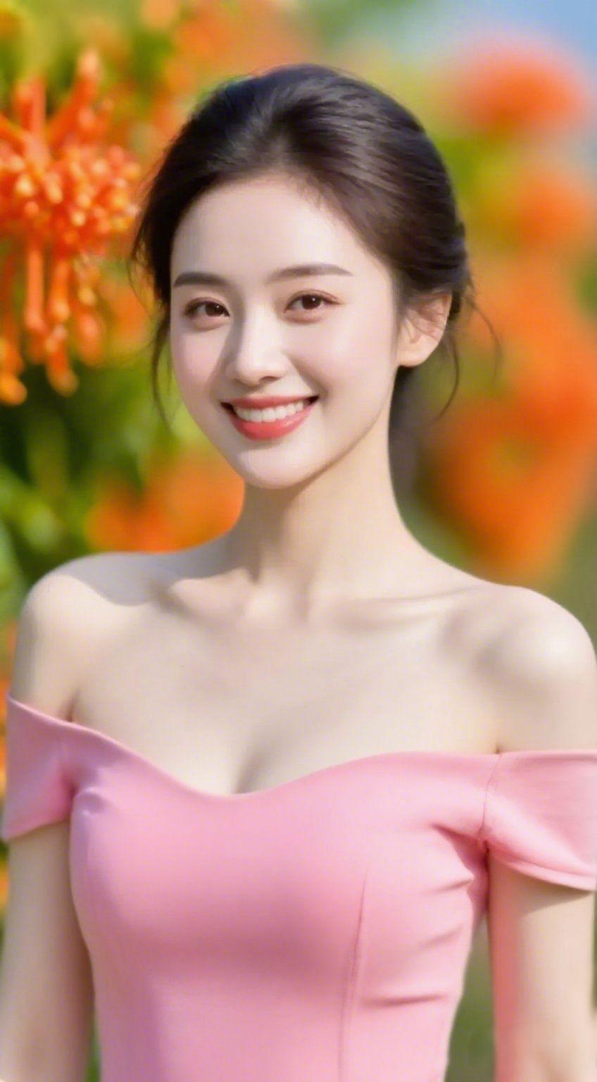 花间浅笑，时光温柔暖阳穿过繁花，轻洒在身旁，微风携着淡淡花香，温柔了寻常时