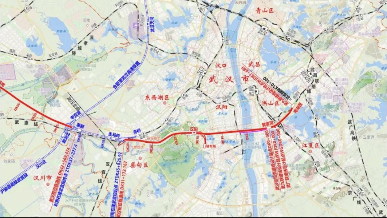 武汉枢纽直通线站前工程5个施工标、4个监理标招标结果公示，全线开工倒计时。项目拟