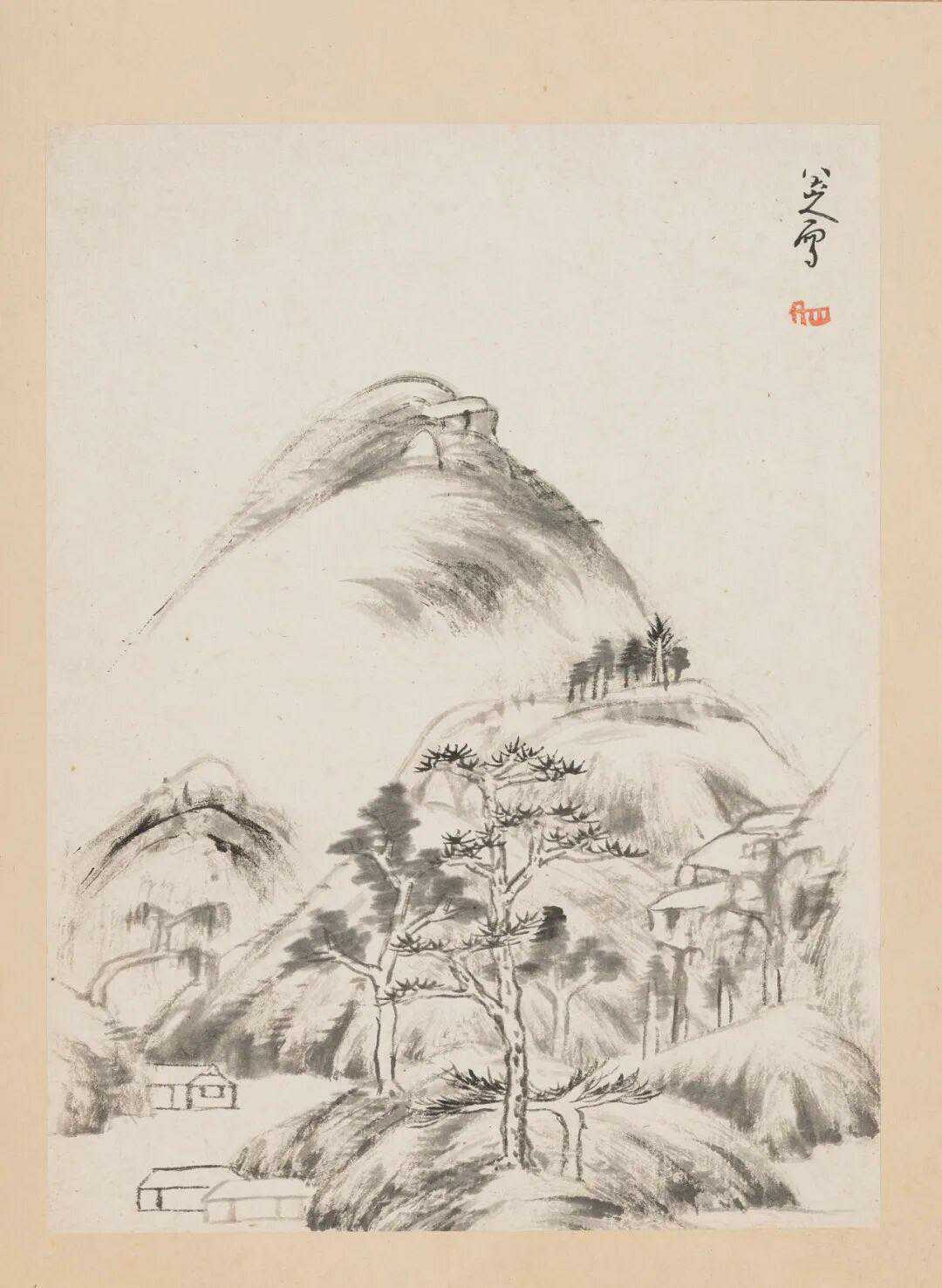 八大山人《山水花鸟册》，水墨纸本29.5x22.5cm.x9。这就是中国风遇见