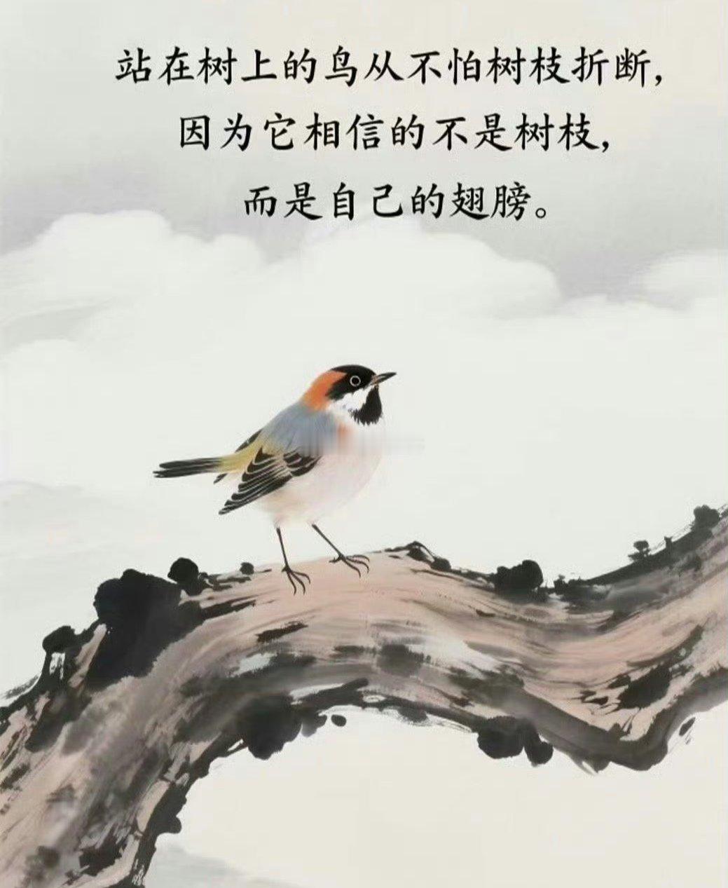 站在树上的鸟从不怕树枝折断