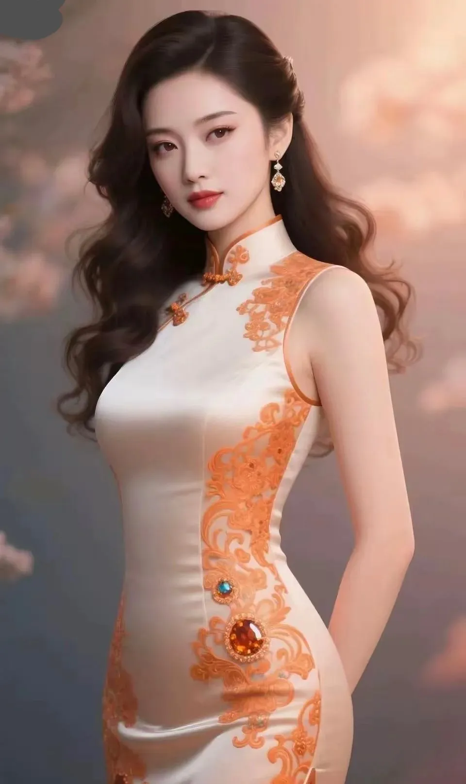 这姑娘穿着漂亮的旗袍，真好看！