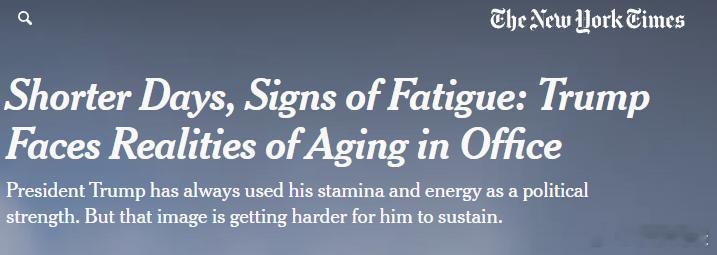 【特朗普抨击《纽约时报》关于总统太老的报道】[从总统到国会山，再到高法，“老人政