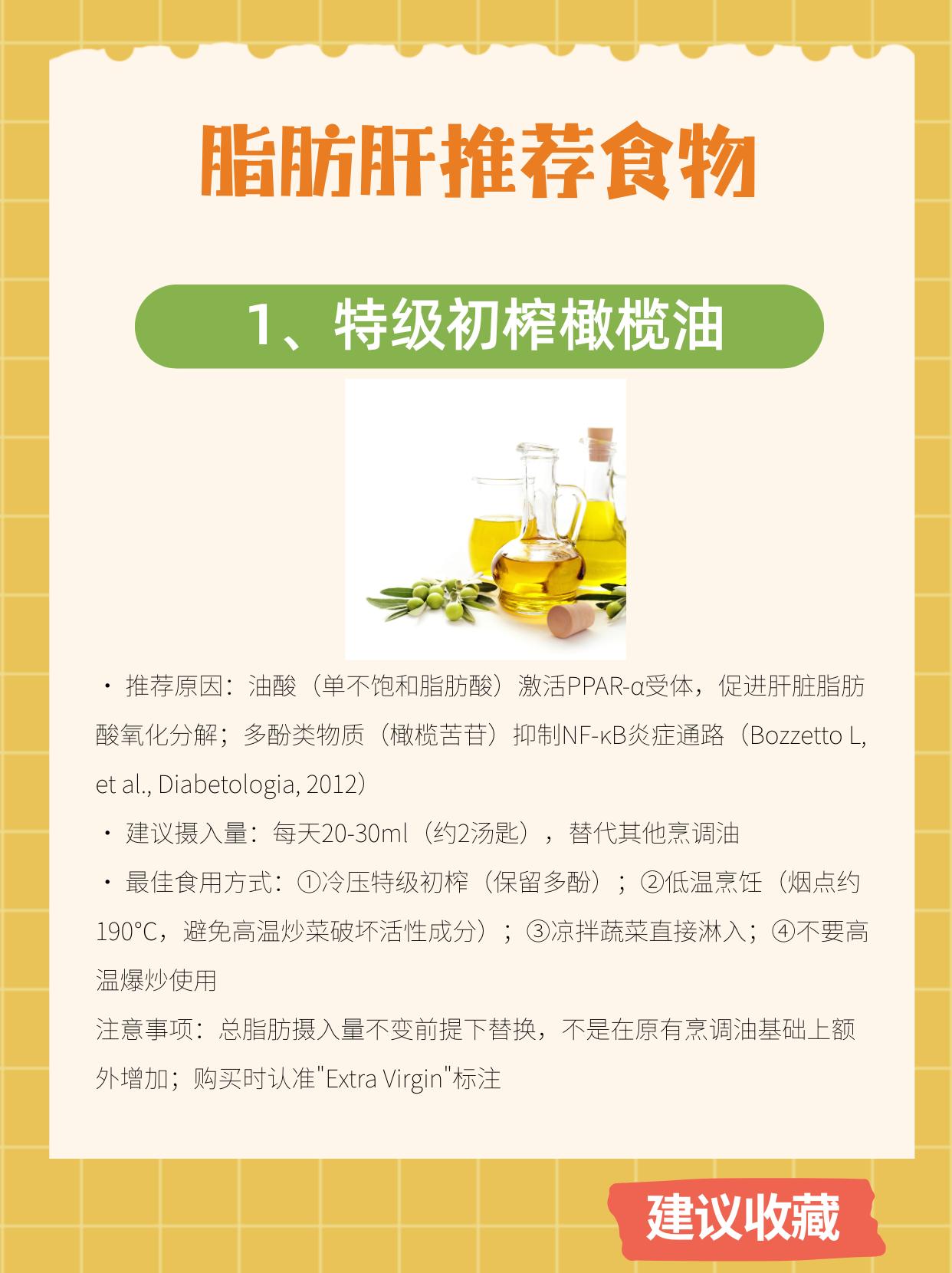 适合脂肪肝的8类食物脂肪肝的饮食干预，目前证据最充分的是两个方向：地中海饮食和