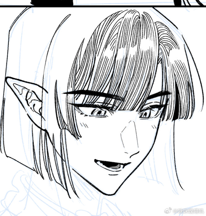 突然心血来潮想试试白描画法，不过不适合目前这格漫画【。还挺好玩的下次玩玩！