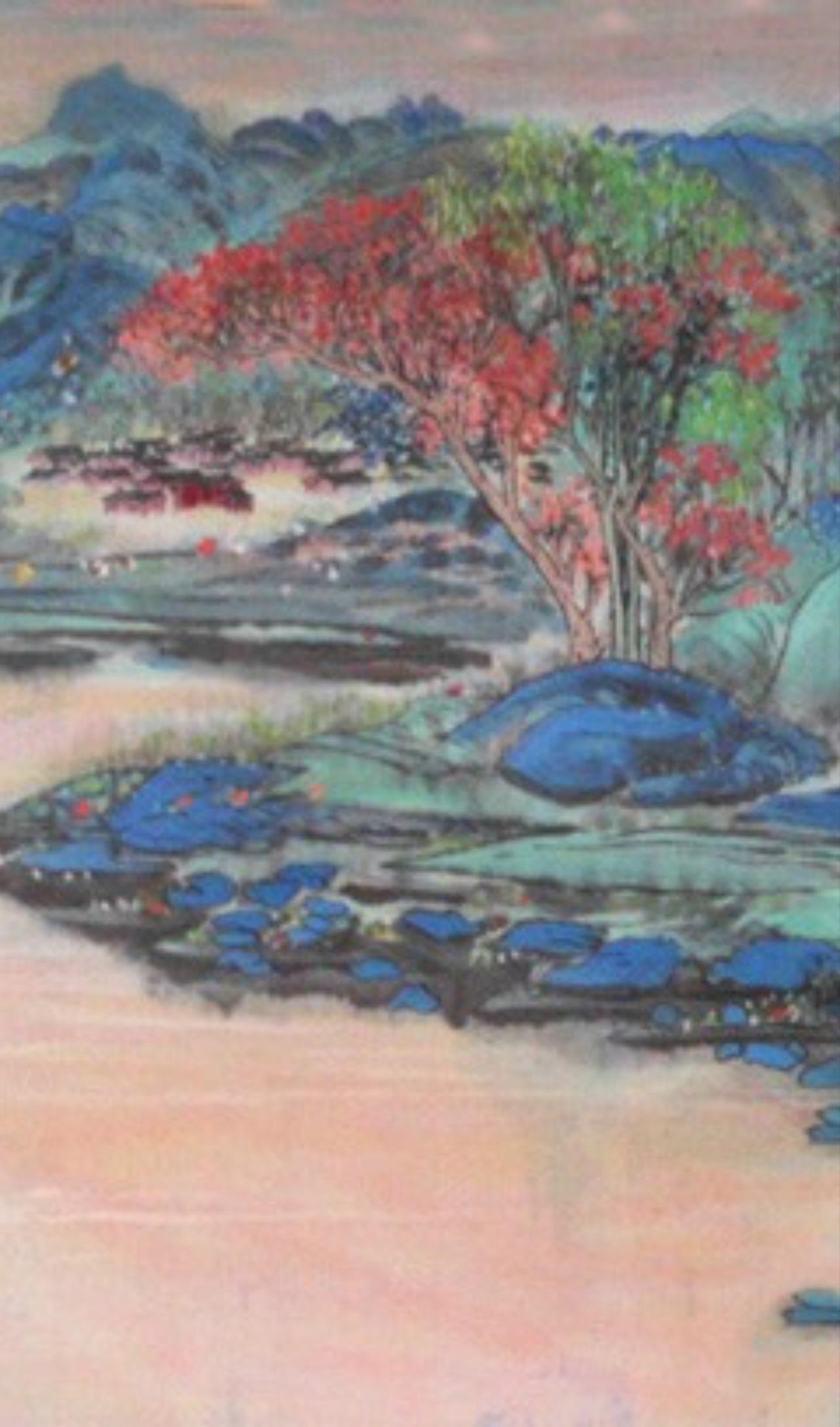 晒出你最好看的国画作品也晴青绿山水画的意境高雅婷美国画风光山水间画有山水画