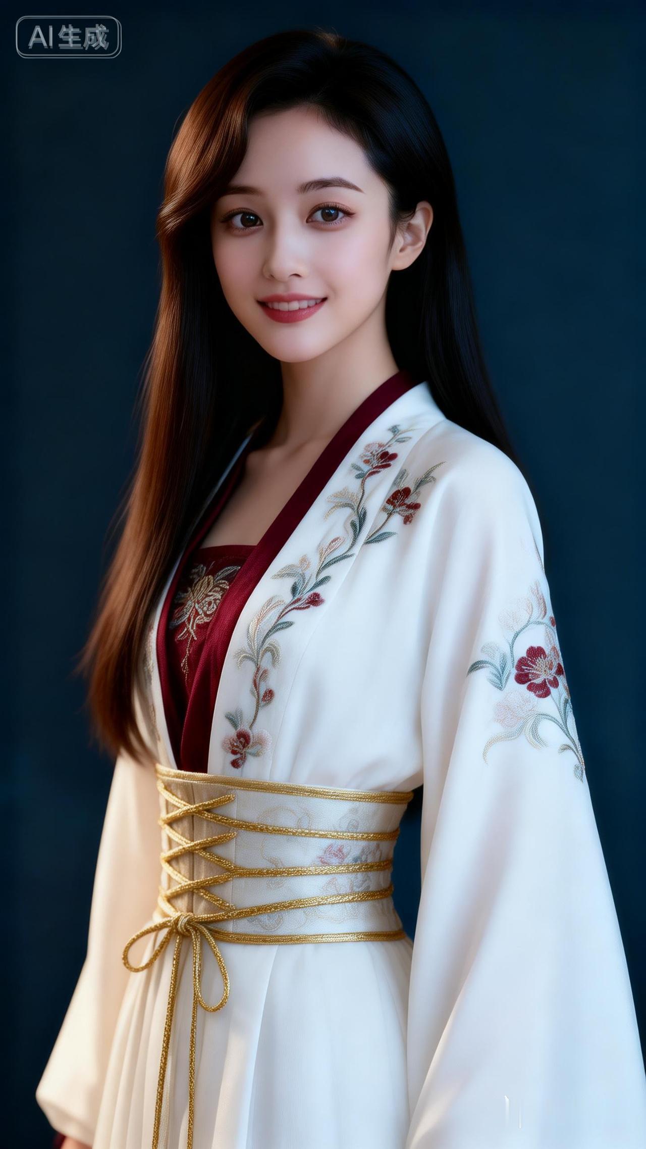 古典美人，白衣红袖，花枝招展，韵味十足！