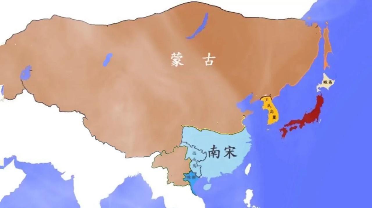 看南宋的地图，都能感受到南宋后期的绝望…四周一圈的国家都被蒙古灭光了，就自己还