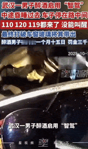 太惊险了！湖北武汉，一男子醉酒后竟胆大启用“智能驾驶”，自己则昏睡过去，车子直直