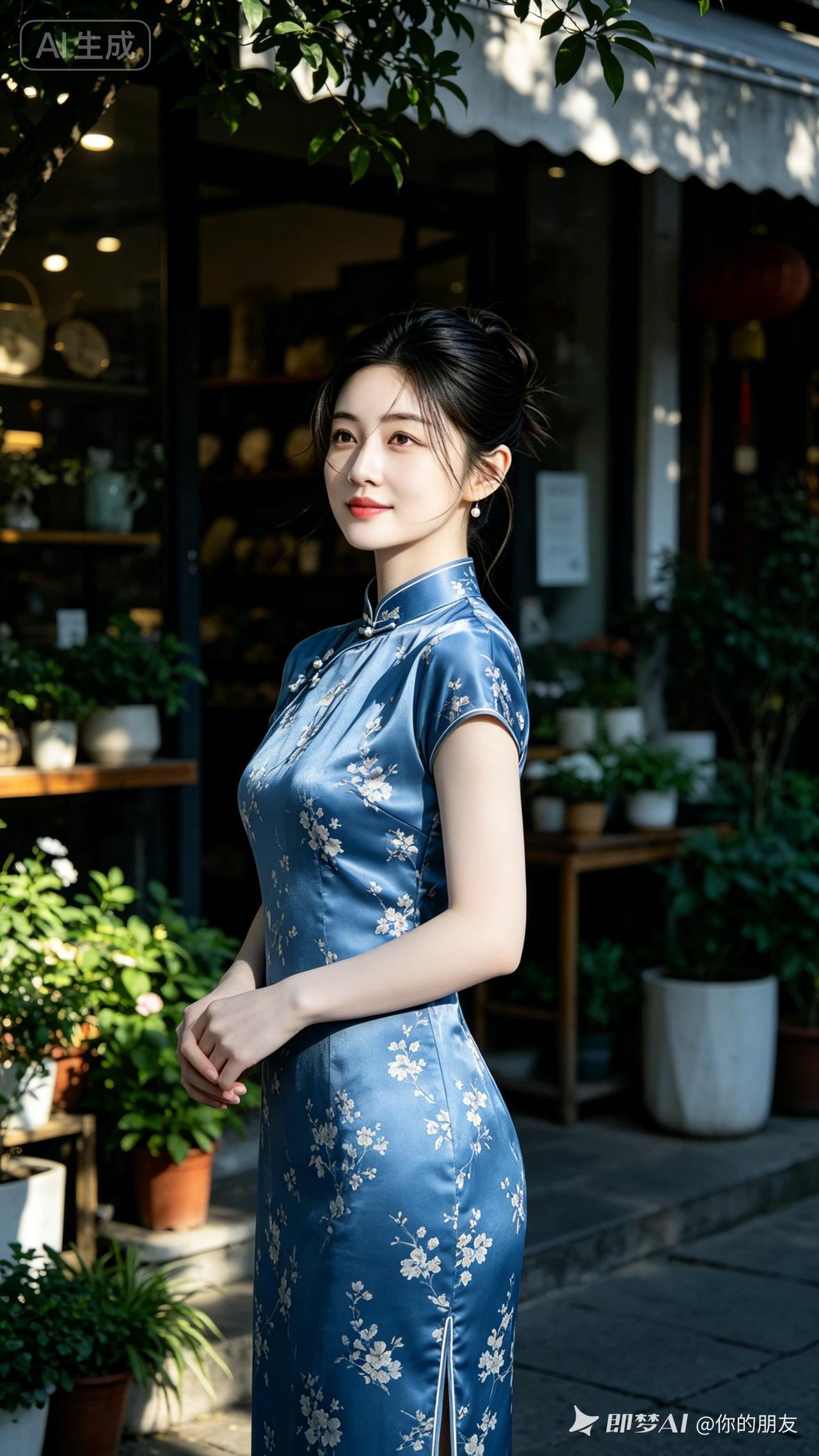 优雅蓝旗袍，绽放东方韵味！
