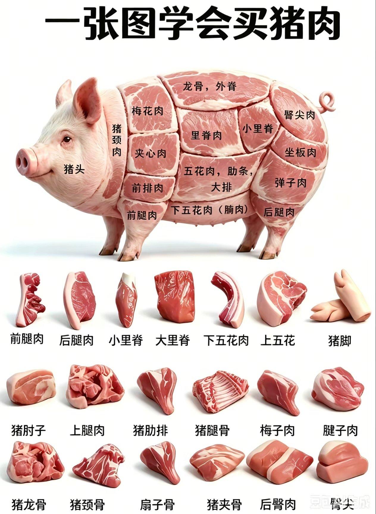 原来买猪肉也有这么多讲究，平常去买的可能也就是五花肉居多，里脊肉都被很多腌制