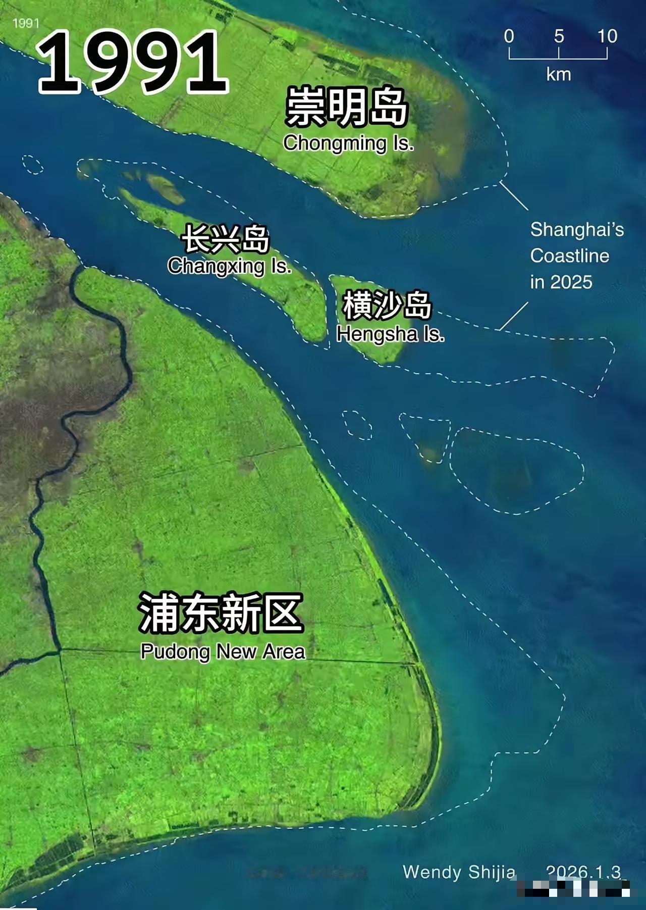 近35年，崇明岛增加的面积居然不是最大？不可否认的事实，崇明岛现在的面积，比