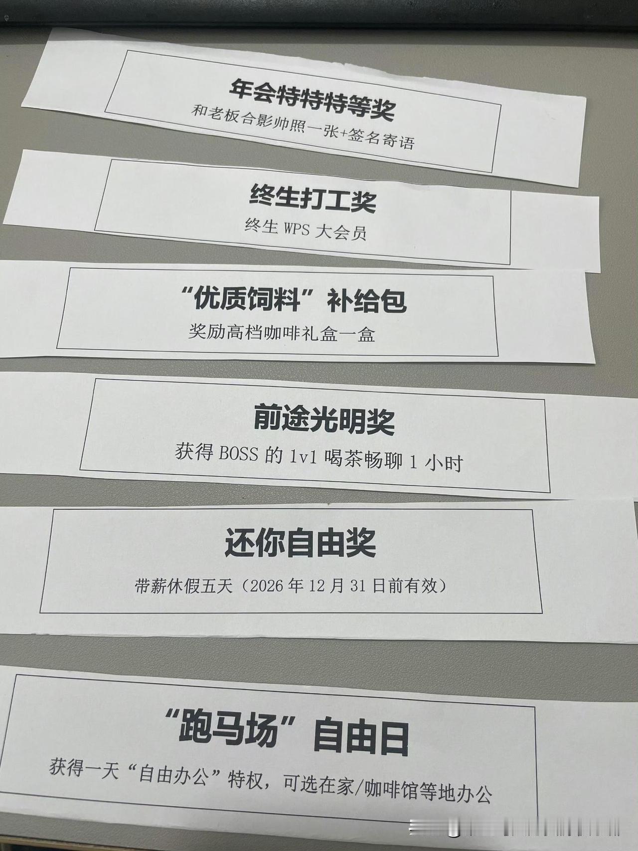 见过最懂打工人的年终奖吗？公司年会奖品单流出，直接给我看傻了！年会特特特等奖