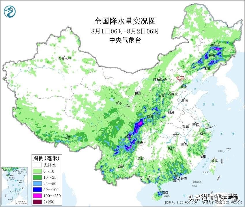 【京津冀强降雨继续】昨天下午到夜间，我省出现降水天气。出现范围与预报一致。受副高