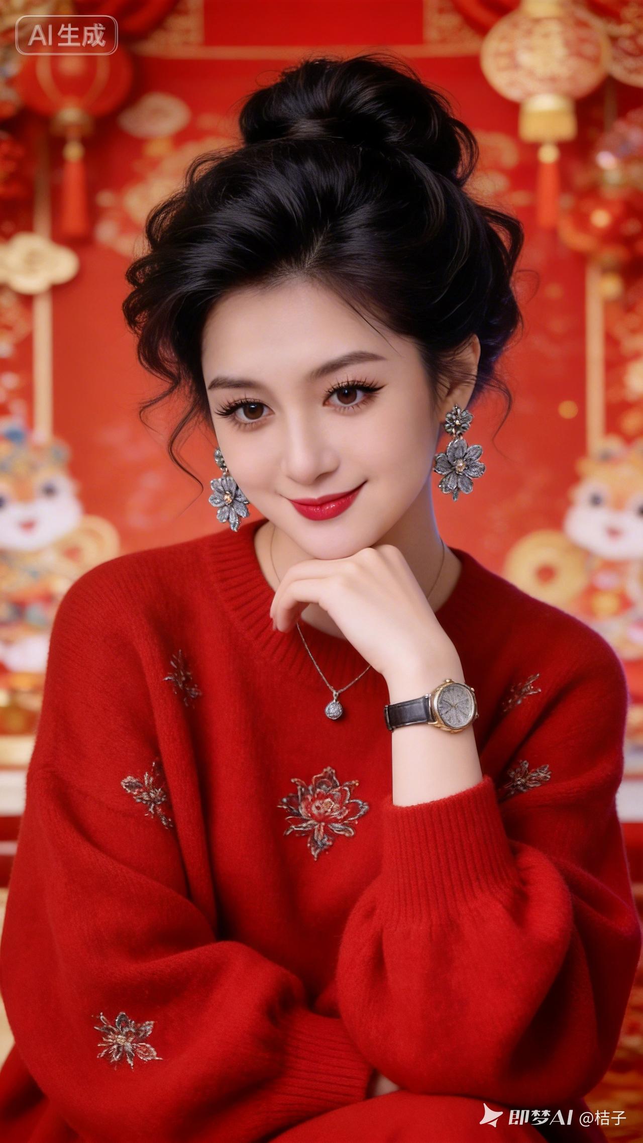 新年穿搭指南：红衣少女，甜美可人