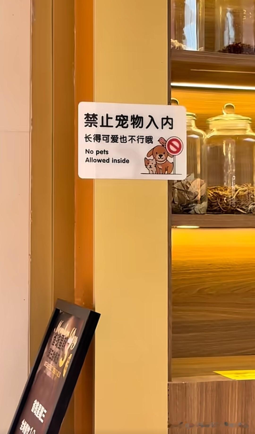 这家贴出“禁止宠物入内，长得可爱也不行哦”软萌提示的餐厅，用行动把双向尊重的氛围