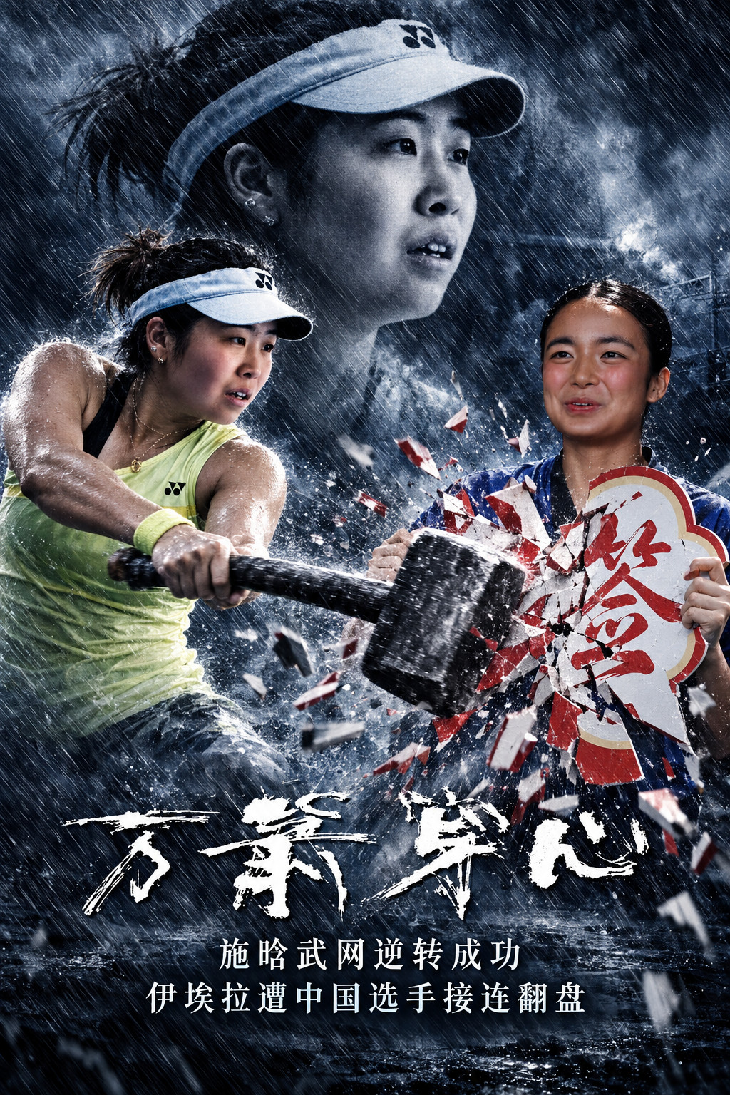 武网女单首轮，施晗4-6/6-3/6-3逆转13号种子伊埃拉，取得开门红！伊埃拉