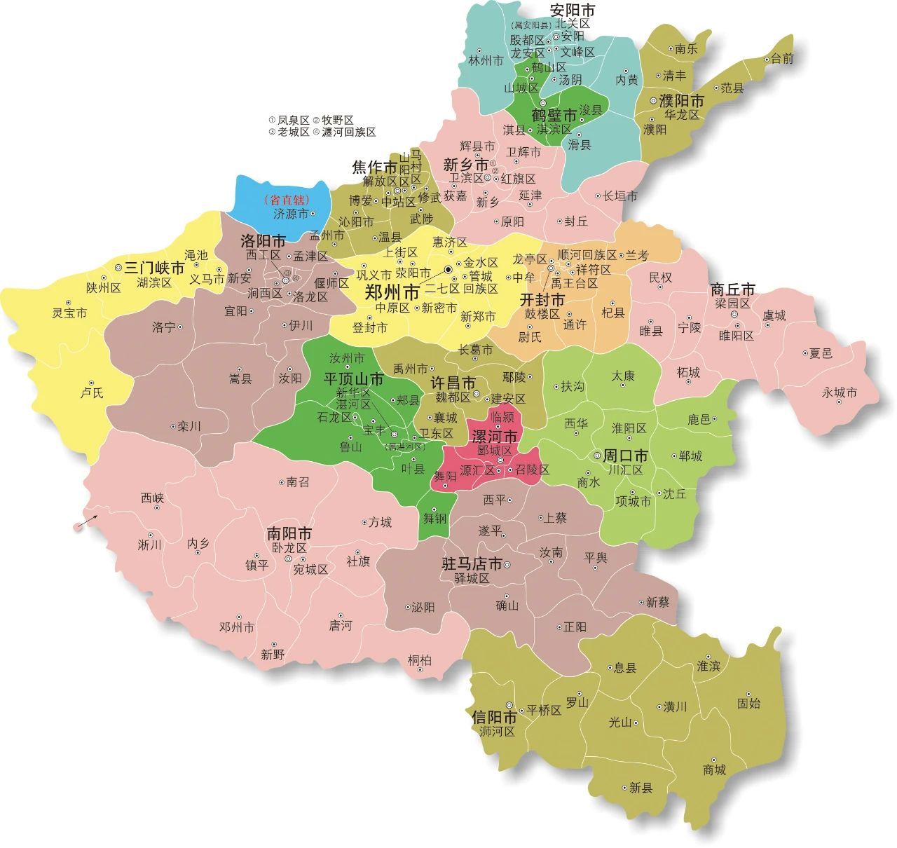 河南各省辖市地图