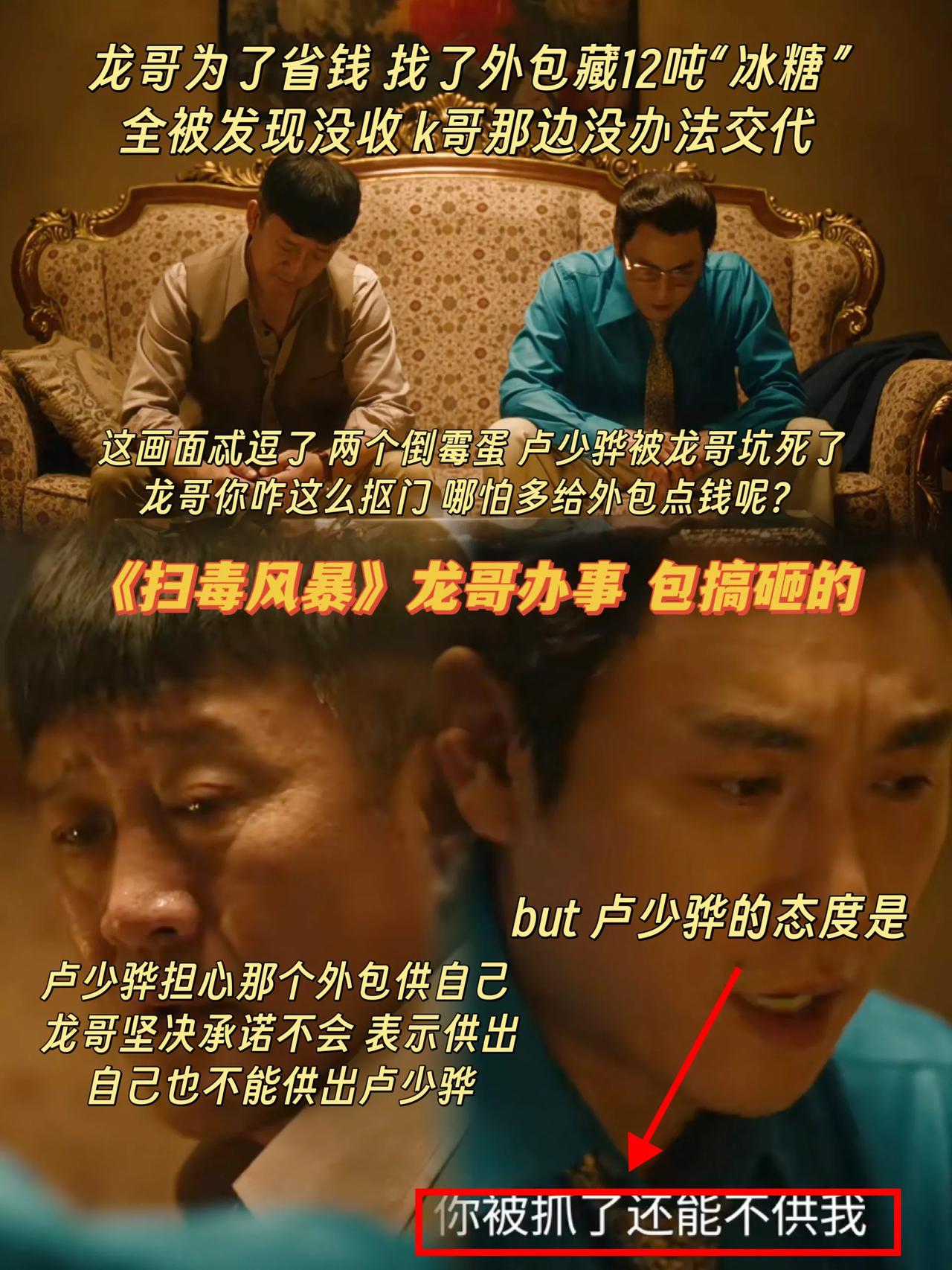 《扫毒风暴》龙哥办事包搞砸的[笑着哭]龙哥、卢少骅帮K哥制冰，卢少骅做了12吨