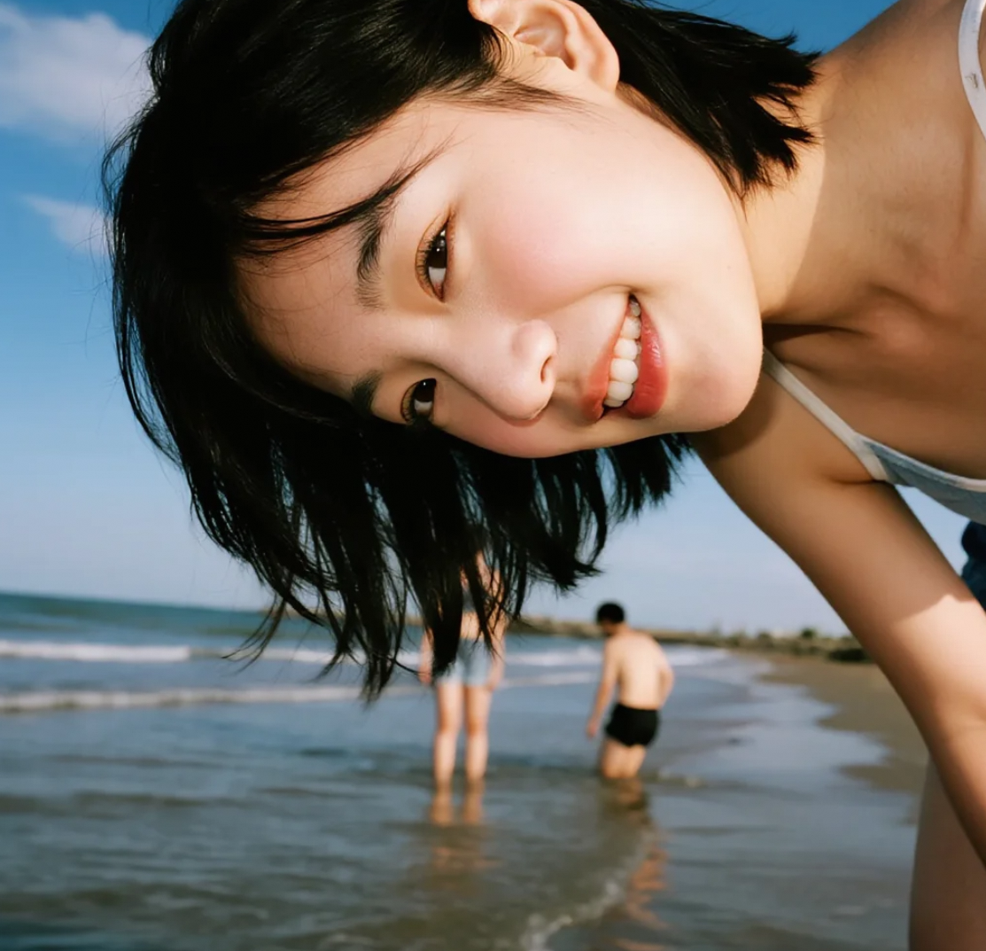 阳光与海的邂逅：夏日海滩上的活力女神