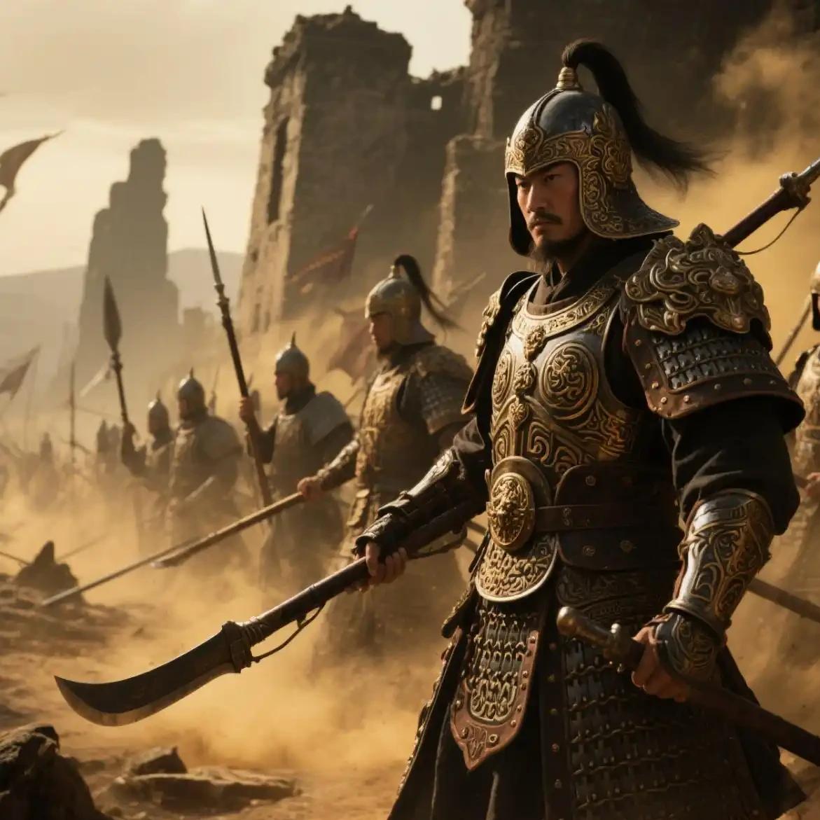 戚家军与倭寇激战，一名倭贼头目企图和戚家军单挑，戚继光当场脱下自己穿的银铠，表示