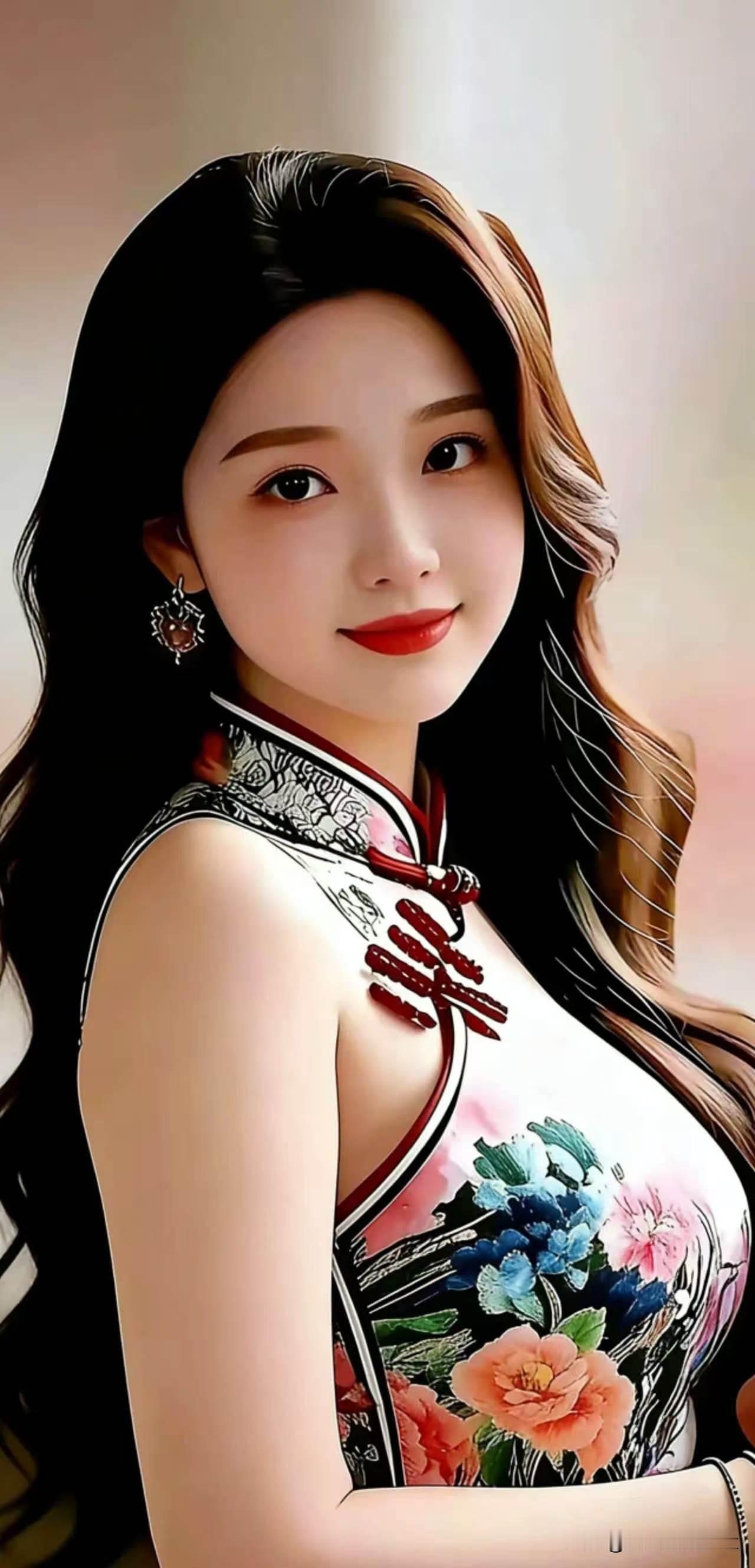 点绛唇·旗袍鬓挽云轻，旗袍裁得春光透。盘红如豆，花影盈襟袖。笑靥生香，