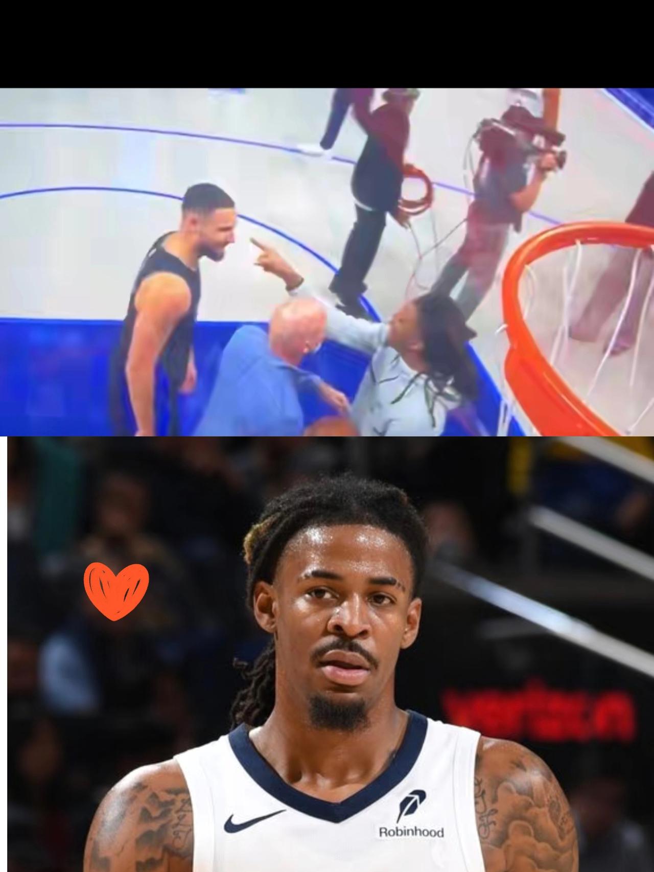 莫兰特这波操作真的又蠢又败好感！自己因伤坐替补席，还冲上去用手指着克莱的脸骂