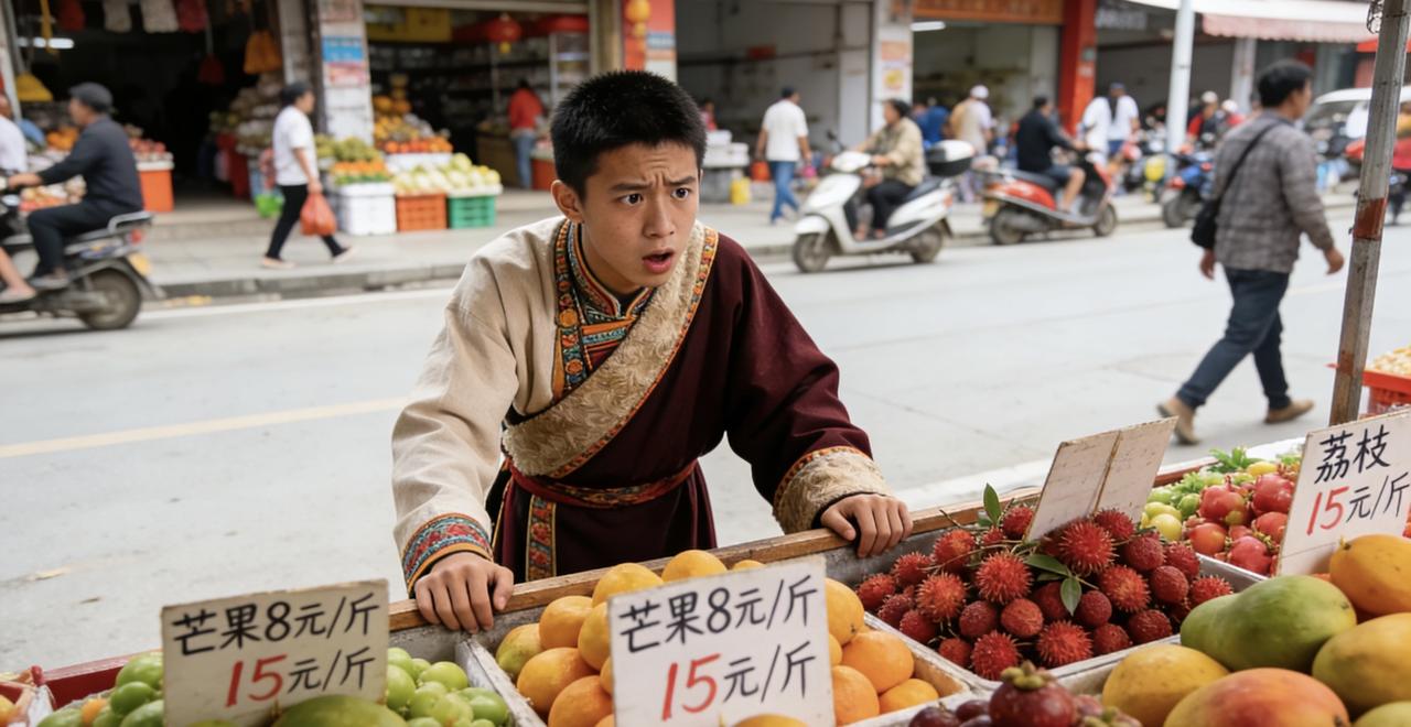 最近，一条“西藏小伙在广西买水果被价格惊呆”的视频火了。视频里，藏族小伙多吉盯着