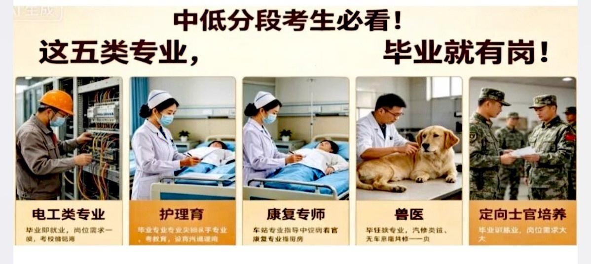 下面五个专业所在的行业都属于社会刚需领域，门槛低、缺口大、就业稳、待遇好，是真正